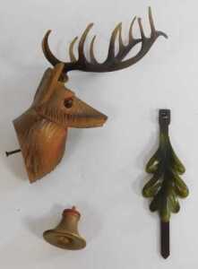 A West German Black Forest style part painted cuckoo clock, decorated with carved animals,... - 3