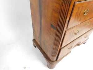 A George II walnut chest on chest, the upper section with canted moulded cornice above fluted... - 6