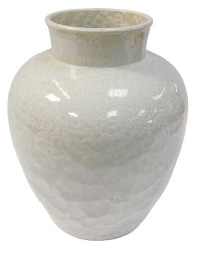 A contemporary Chinese style pottery vase, of cylindrical tapering form with a flared neck, with...