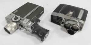 Cameras and optical-related items, comprising an Ilford Elmo Zoom and a Sportster IV by Bell &... - 2