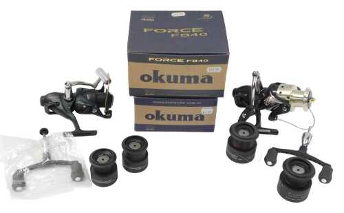 An Okuma Force FB40 fishing reel, boxed, and an Okuma Amazonian AMB30 fishing reel, boxed. (2)