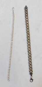 A group of silver and other costume jewellery, comprising two splayed twist bangles, a bead link... - 3