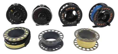 A BFR of England Modular 75 centrepin reel, another, a Dragonfly 80 Disc Drag centrepin reel and...