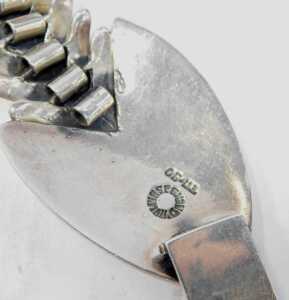 A D'Molina Mexican articulated fishbone necklace, with linked skeletal segments, stamped to fish... - 2
