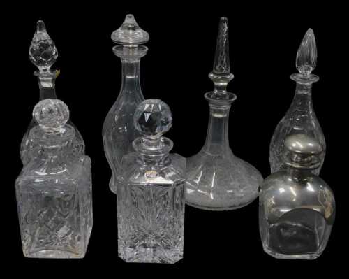 A group of cut glass and other decanters, including a Bohemia, Czech Republic, lead crystal...