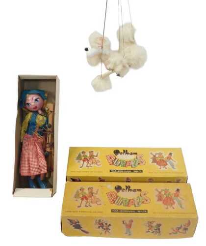 Two Pelham Puppets, comprising Poodle and Dutch Girl, boxed.