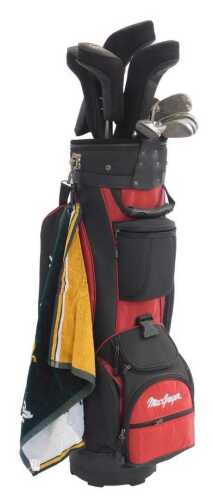 A MacGregor golf bag, containing various Response golf clubs.