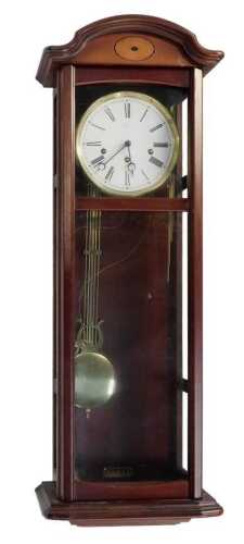 A Rapport of London mahogany cased wall clock, the circular white enamel dial bearing Roman...