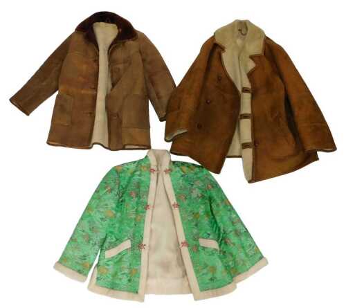 A chestnut leather sheepskin coat, underarm measurement approximately 44cm and another, together...