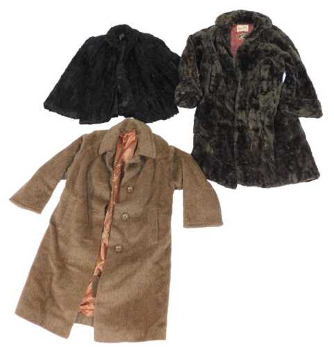 A group of fur coats, comprising a Janisse Furs Astrakhan jacket, a Millers of Dundee Astrakhan...