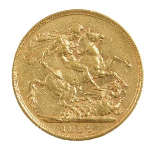 A Queen Victoria gold full sovereign 1893, 8.0g.