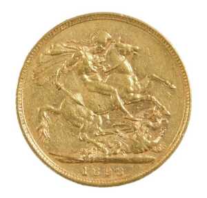 A Queen Victoria gold full sovereign 1893, 8.0g.