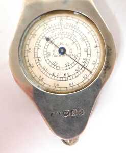 A George V silver cased map measuring tool, with compass and magnifier, London 1916, 2.72oz all in - 3