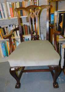 A early 19thC mahogany Chippendale Revival style carver chair, with a pierced back and...