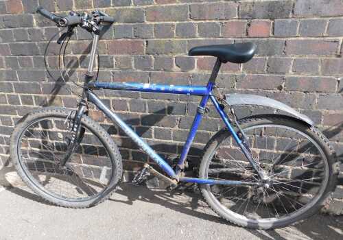 A Fusion Universal bike, in blue trim.