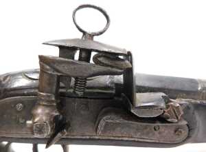 A flintlock pistol, probably Dutch, c.1800, with steel and brass plates, steel barrel, and brass... - 5