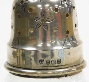 An Elizabeth II cut glass and silver lidded sugar sifter, Birmingham 1965, a hexagonal sweetmeat... - 3