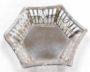 An Elizabeth II cut glass and silver lidded sugar sifter, Birmingham 1965, a hexagonal sweetmeat... - 5
