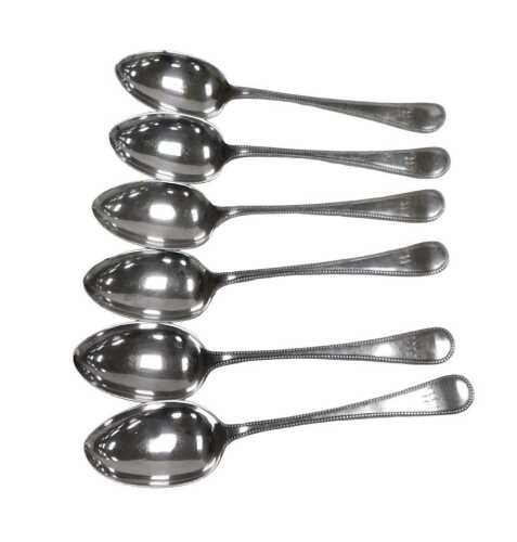 A set of six of Edward VII silver Bead pattern tablespoons, initial engraved, Sheffield 1909, 17....