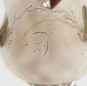 A Georgian loaded silver cream jug, with beaded rims and a scroll handle, laurel wreath reserve,... - 2