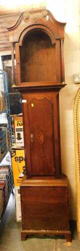 A 19thC oak longcase clock case.
