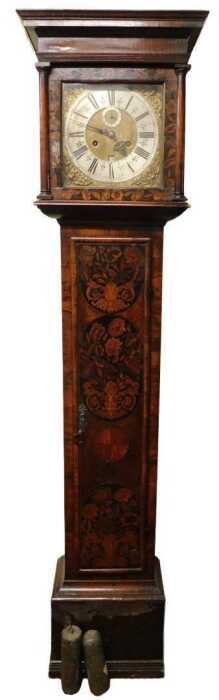 A late 17thC walnut and marquetry inlaid longcase clock, by Joseph Buckingham in ye Minories,...