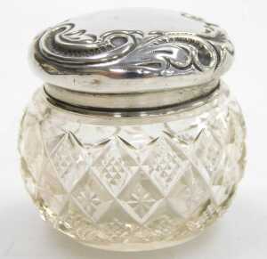 A Victorian cut glass scent bottle, with a silver mount and screw lid, embossed with flowers and... - 6
