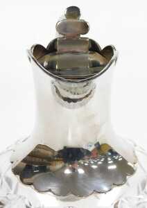 A Victorian cut glass and silver mounted claret jug, with a silver handle and hinged lid,... - 2