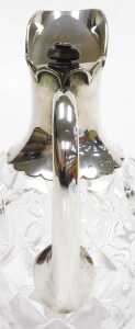 A Victorian cut glass and silver mounted claret jug, with a silver handle and hinged lid,... - 3