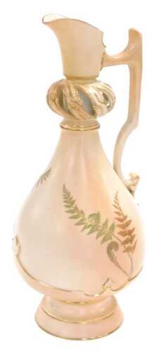 A Royal Worcester blush porcelain vase, of baluster form, circa 1889, decorated with ferns, gilt...