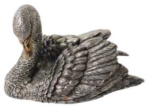 An Elizabeth II silver cast figure of a swan, with a gilded beak, London 2019, 48.01oz all in,...
