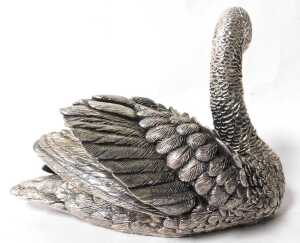 An Elizabeth II silver cast figure of a swan, with a gilded beak, London 2019, 48.01oz all in,... - 3