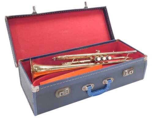 An ACP brass trumpet, serial no. 166057, cased.