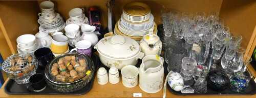 Drink and dinner wares, to include Royal Stuart crystal and D'Arques moulded brandy glasses,...