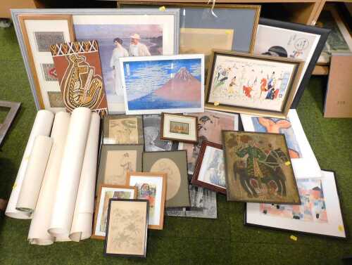 Pictures and prints, to include a gallery prints featuring Vincent Van Gogh, Pablo Picasso, Rene...
