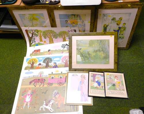 Mid 20thC educational prints and similar, to include after Enid Blyton, Autumn Leaves (no.37),...