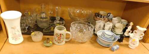 Glass and ceramics, to include a Stuart cut crystal bowl, a Royal Doulton Mystic Dawn vase (AF),...