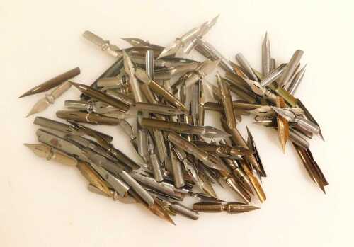 Dip and nibs, to include stainless steel and others. (all in one bag)