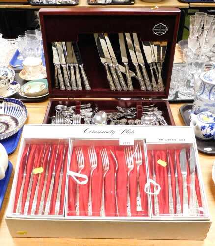 A Cooper Ludlam stainless steel Kings pattern part canteen of cutlery, for six place settings,...