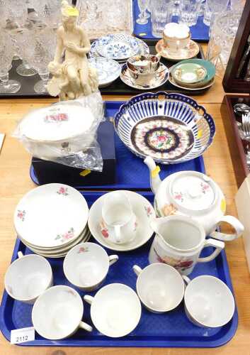 A Victoria china part tea service, decorated with pink flowers, together with a Queen Elizabeth...