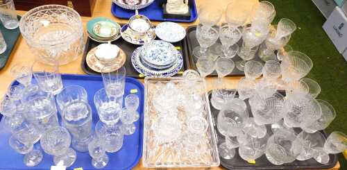 Glassware, to include a cut glass dressing table set, various 19thC and later drinking glasses,...