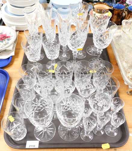 Drinking glasses, to include Galway, Irish crystal and other. (2 trays)