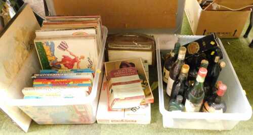 Alcohol, to include Martini, alcohol miniatures, children's annuals, LP records, Monopoly board...