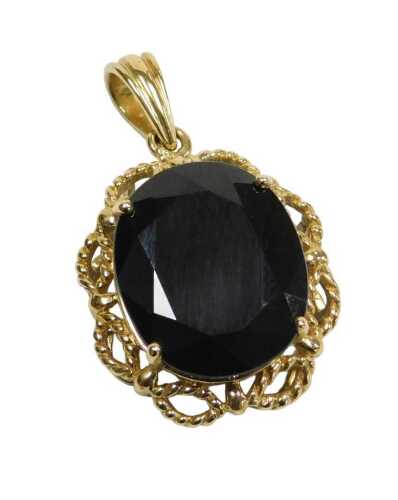 A 9ct gold and black spinel oval pendant, for Gems TV, with certificate, boxed, approx. metal...