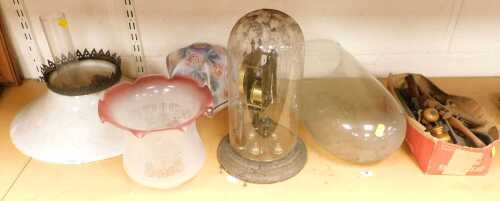 Miscellaneous items, to include a Victorian white glass ceiling light shade, with a decorative...