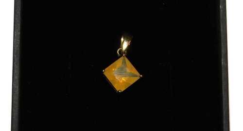 A 9ct gold Brazilian fire opal pendant, for Gems TV, with certificate, boxed, approx. metal...