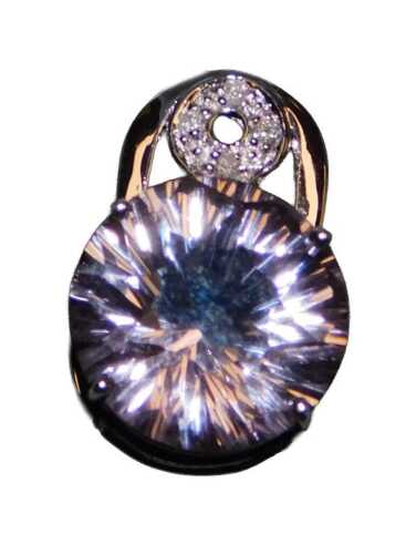 A 9ct white Rose de France amethyst and diamond pendant, for Gems TV, with certificate, boxed,...