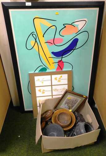 Bo Benditen. Abstract saxophonist, print, 99cm high, 68cm wide, together with a series of framed...