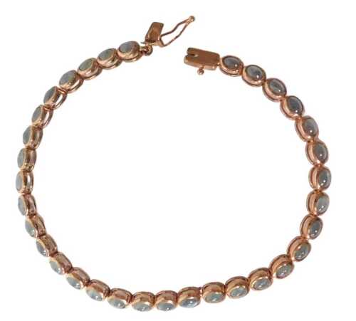 A 9ct rose gold and alexandrite cat's eye bracelet, for Gems TV, with certificate, boxed, metal...