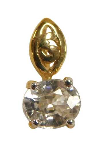 A 9ct gold and ice zircon pendant, for Gems TV, with certificate, boxed, metal weight 0.74g.